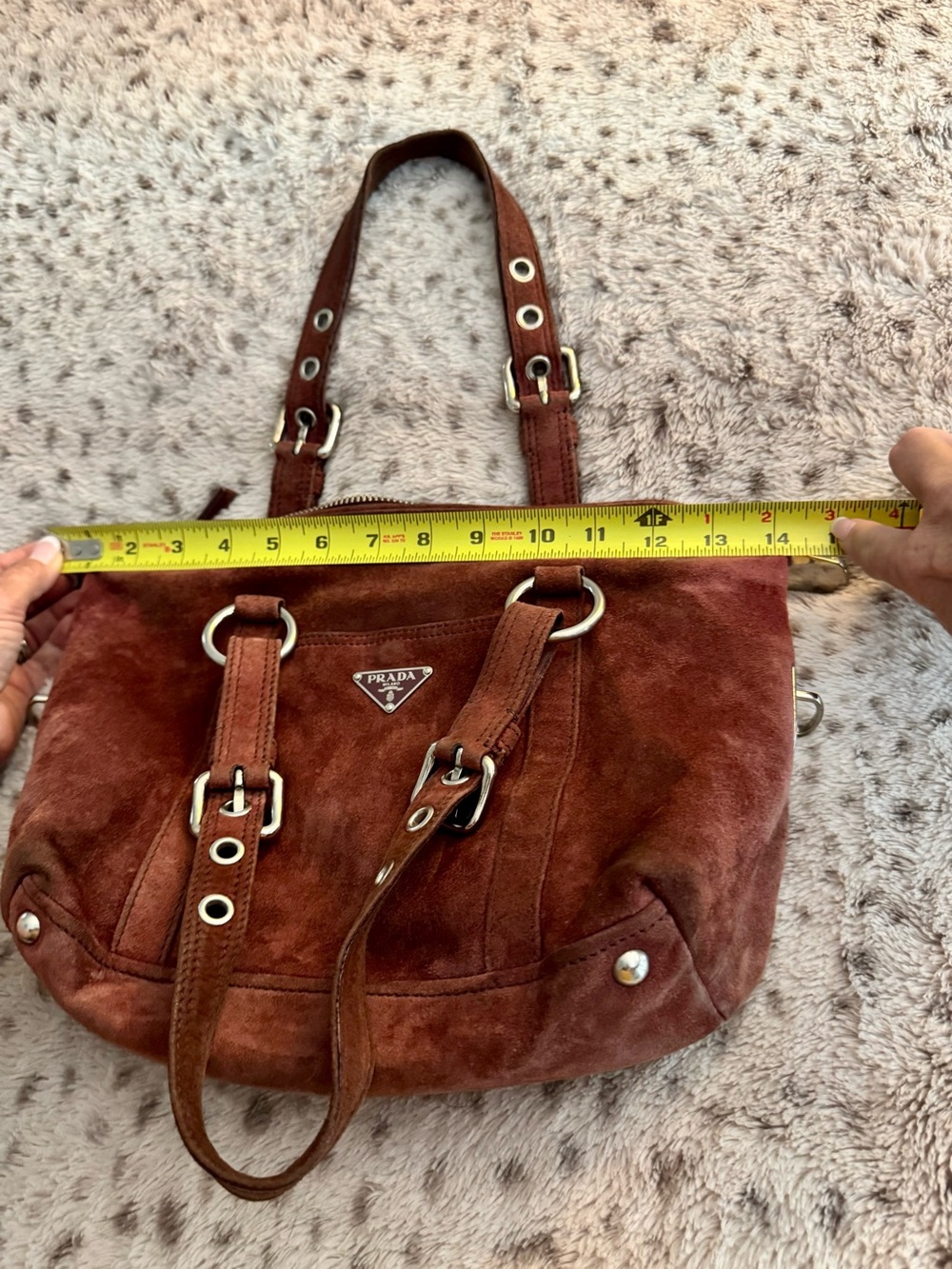 Prada Rust Brown Suede Shoulder Bag - Picture 14 of 15
